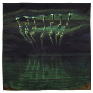 Šilkinė skarelė su M. K. Čiurlionio paveikslu Žaibai