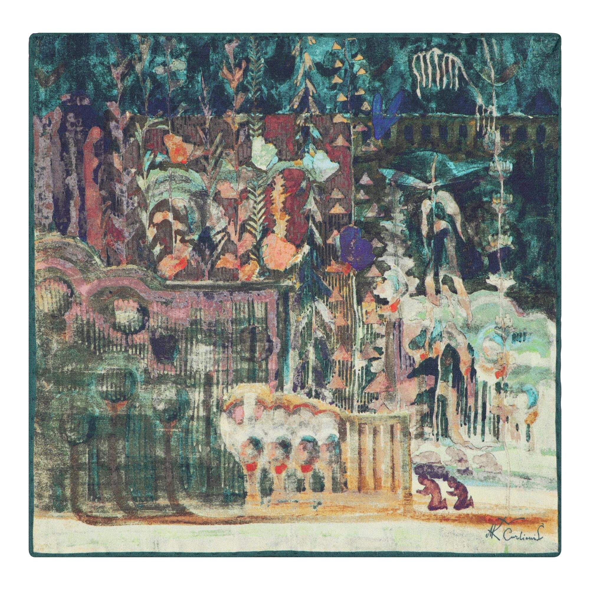 Natūralaus šilko fantazija su M. K. Čiurlionio paveikslu Fantazija