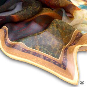 Šilkinė georgette skarelė „Pilies pasaka"