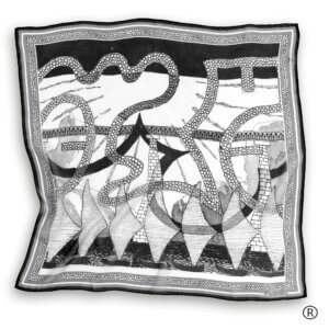 Šilkinė georgette skarelė – „Laiveliai“