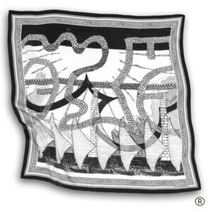 Šilkinė georgette skarelė – „Laiveliai“